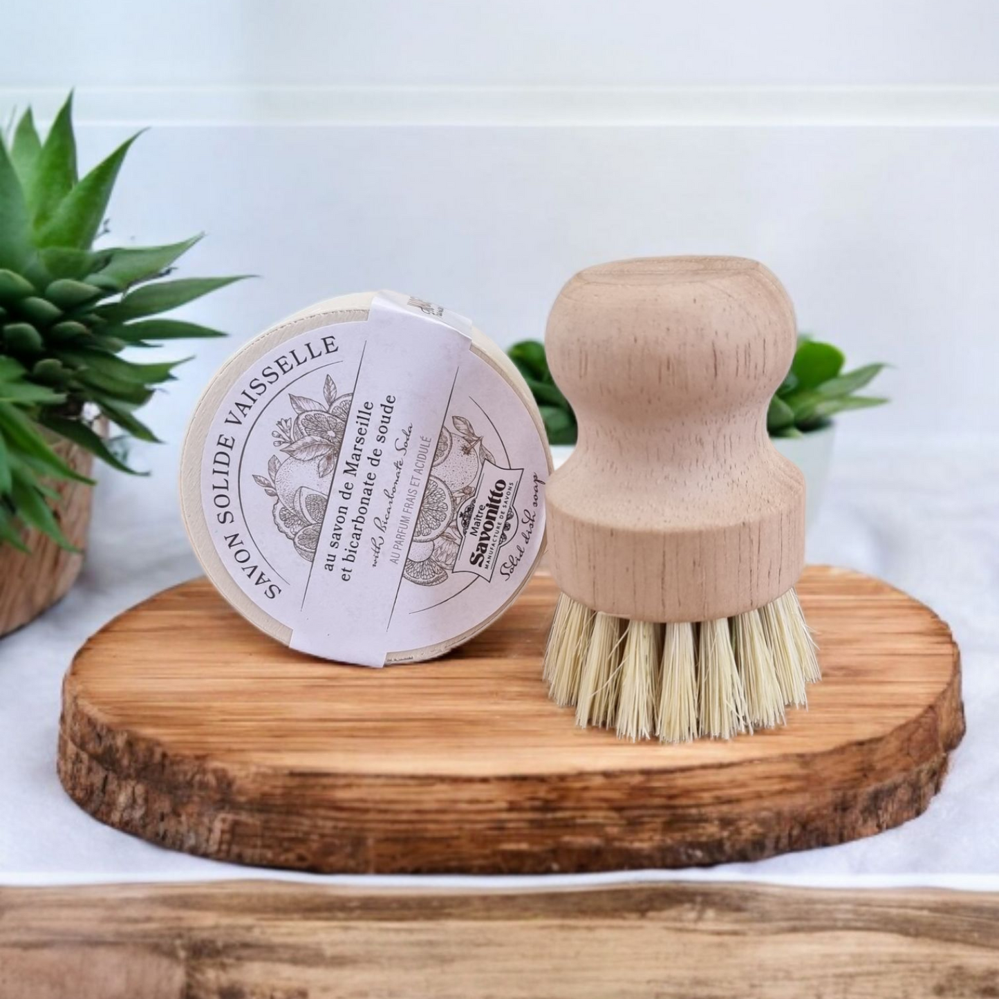 Duo brosse vaisselle et savon solide vaiselle bambino creation