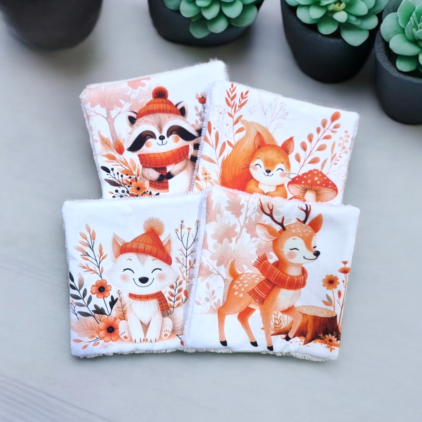 Lot de coton animaux de la foret bambino creation