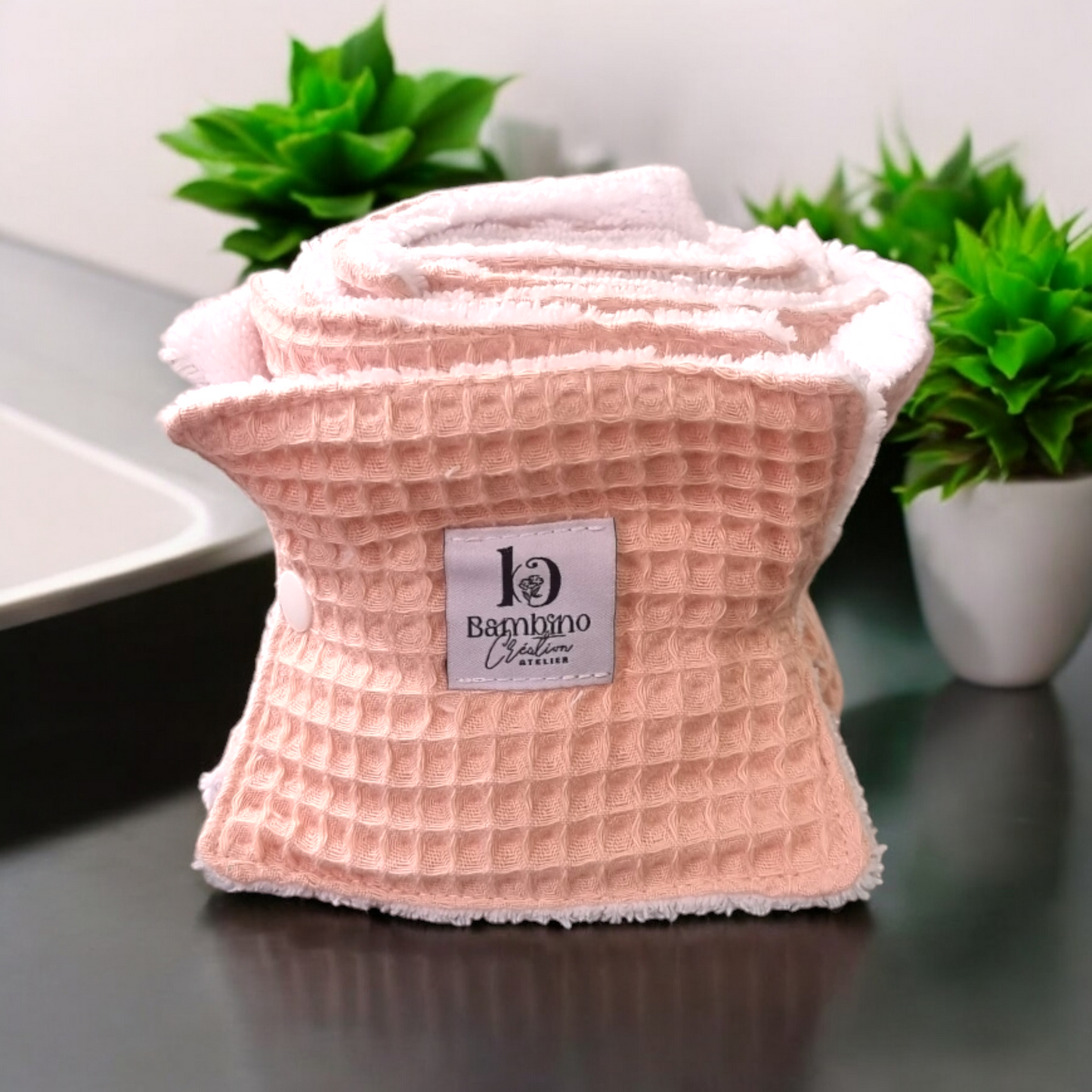 Papier toilette lavable nid abeille rose bambino creation