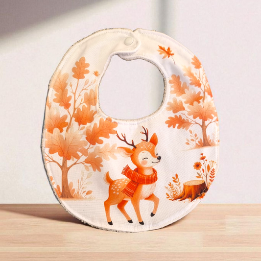 bavoir foret orange bambino creation