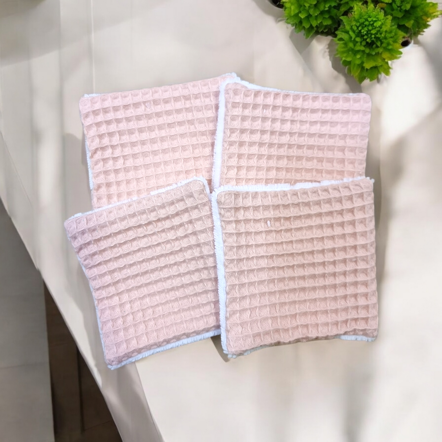 lot de coton nid abeille rose bambino creation